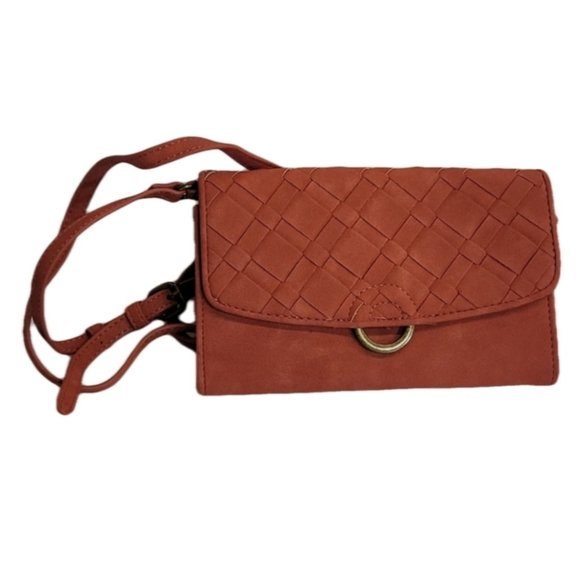 Universal Thread Crossbody Handbag Orange Weave Small - Picture 1 of 5
